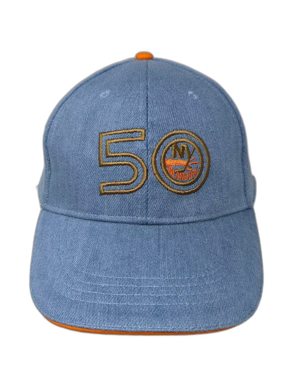 BWM Global NY Islanders 50th Anniversary Hat Blue Orange Baseball Cap One Size